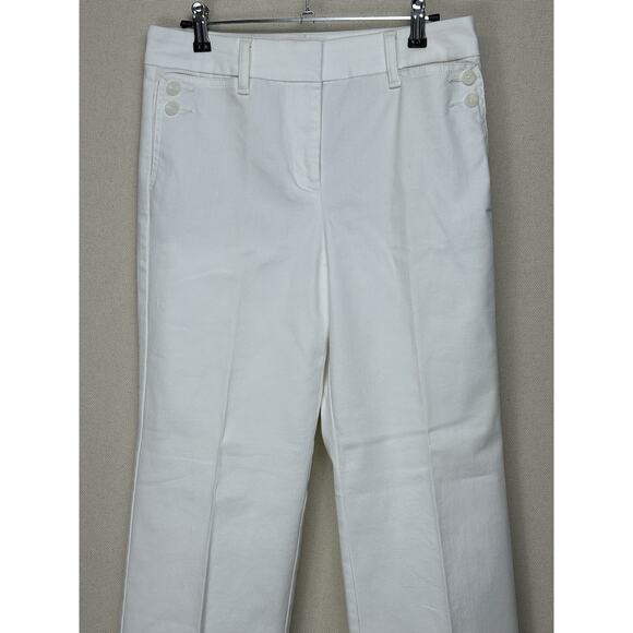 Talbots White Cotton Blend Stretch Pants Button Front Pocket Design Size 4 EUC - Picture 2 of 14
